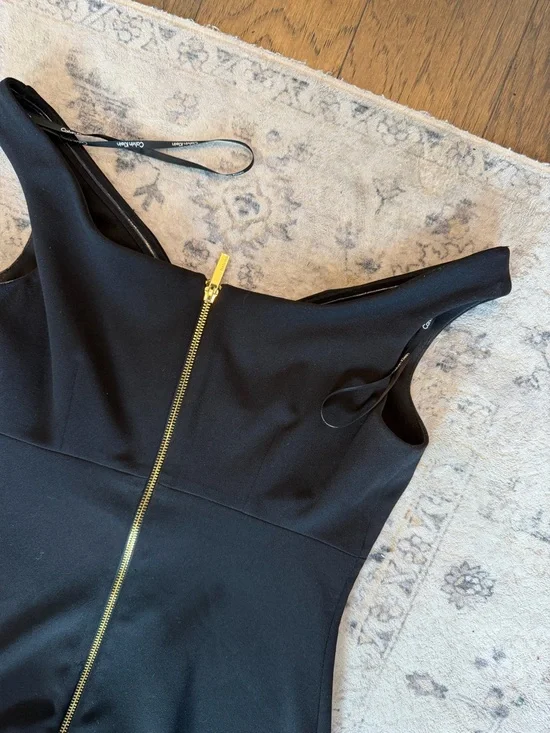 Calvin Klein Off-Shoulder Black Sheath Dress - Picture 5 of 7